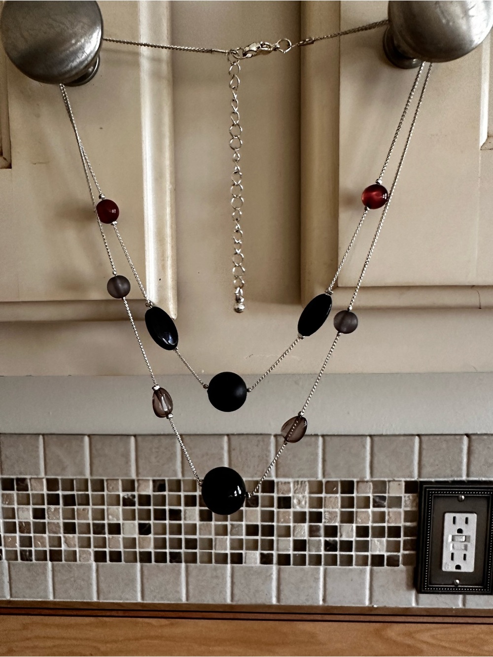 Black with silver Multi-Strand Necklace